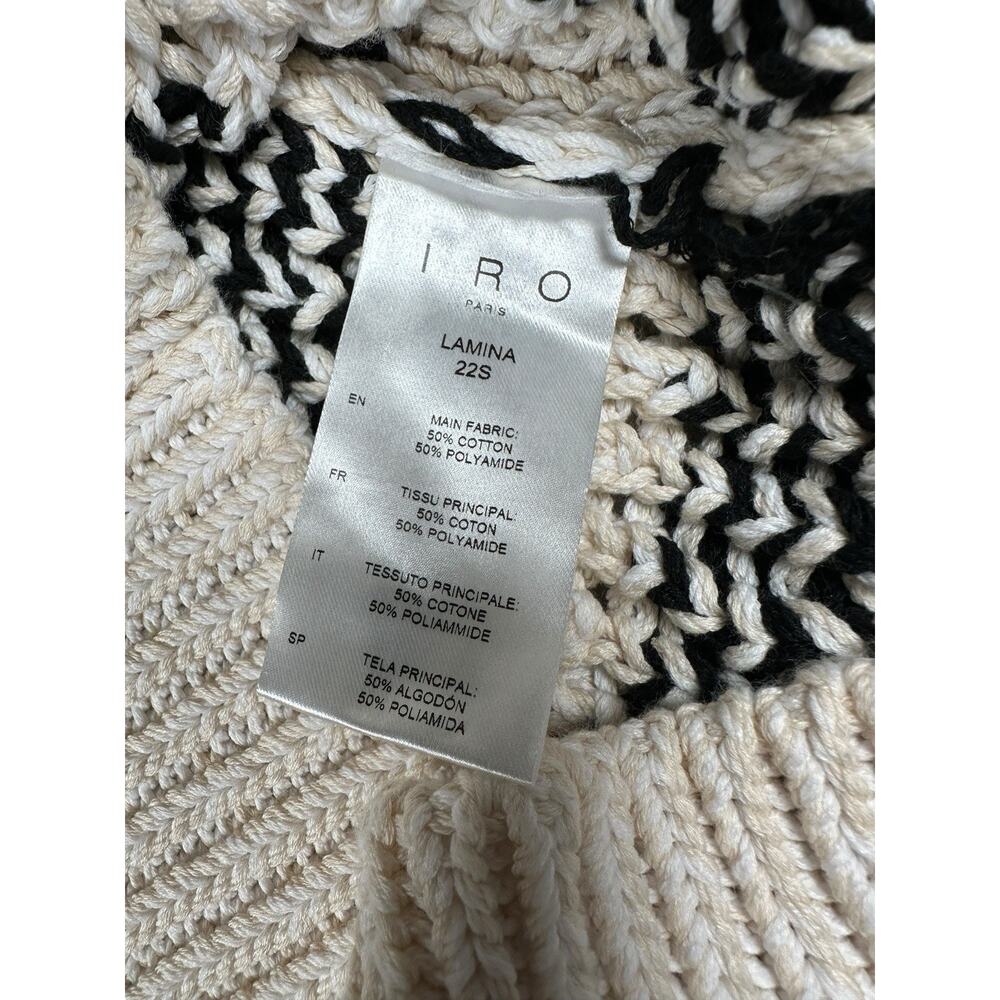 IRO Black & White Open Weave V-Neck Sweater - Picture 9 of 10